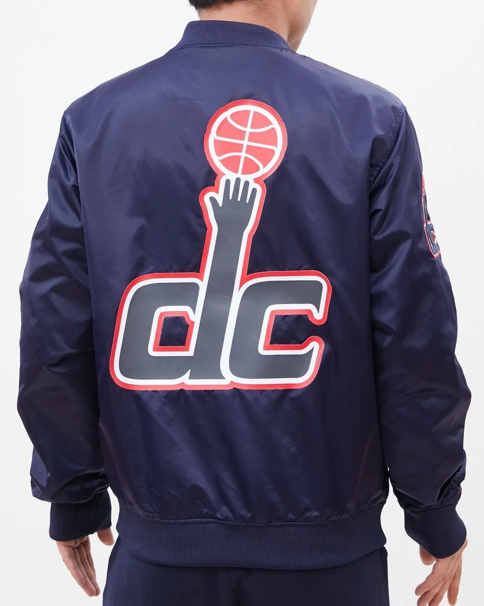 NBA WASHINGTON WIZARDS BIG LOGO MEN'S SATIN JACKET (MIDNIGHT NAVY)