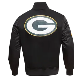 NFL GREEN BAY PACKERS BIG LOGO MEN'S SATIN JACKET (BLACK)