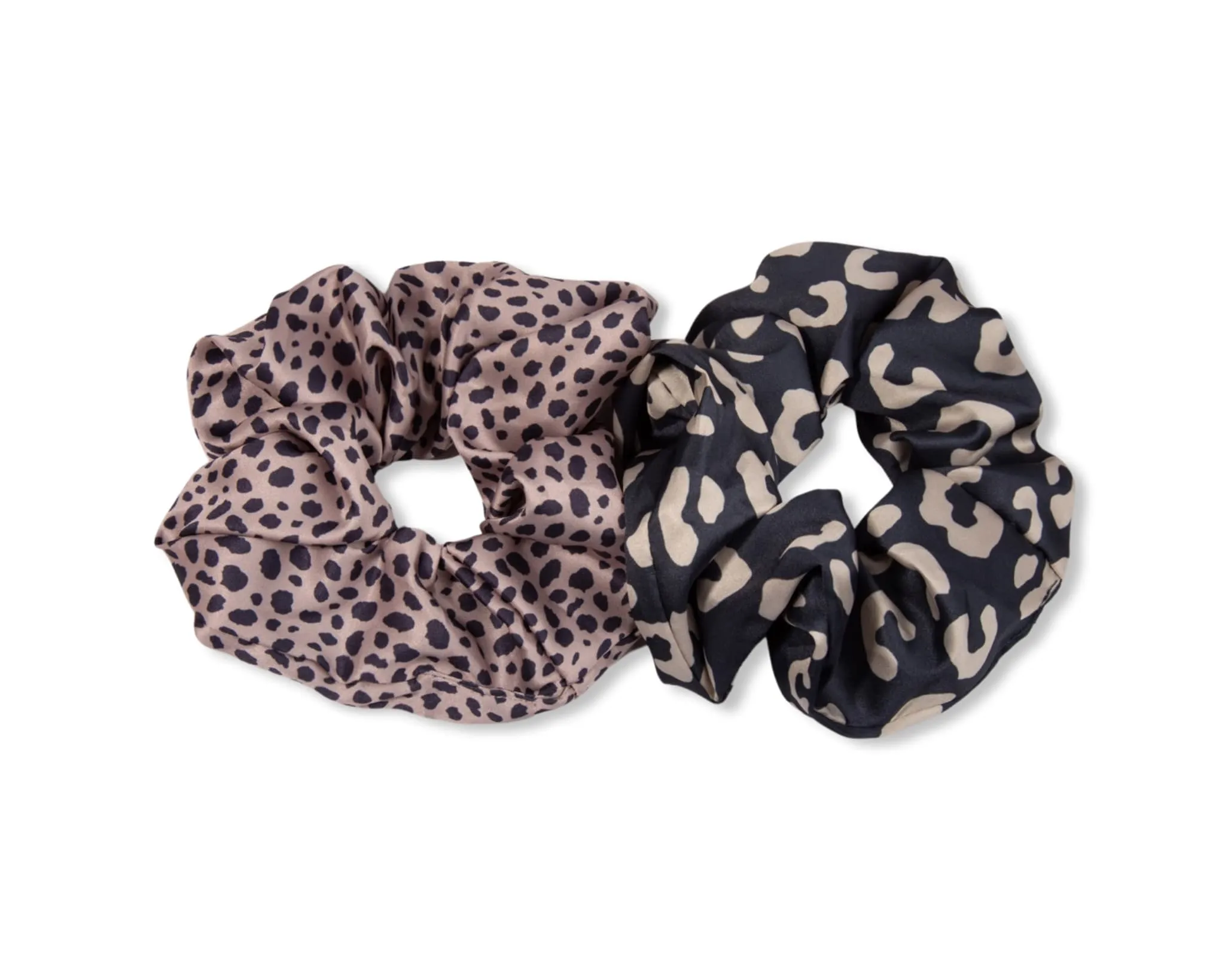 Only Curls Satin Scrunchies - Leopard and Animal Print Twin Pack