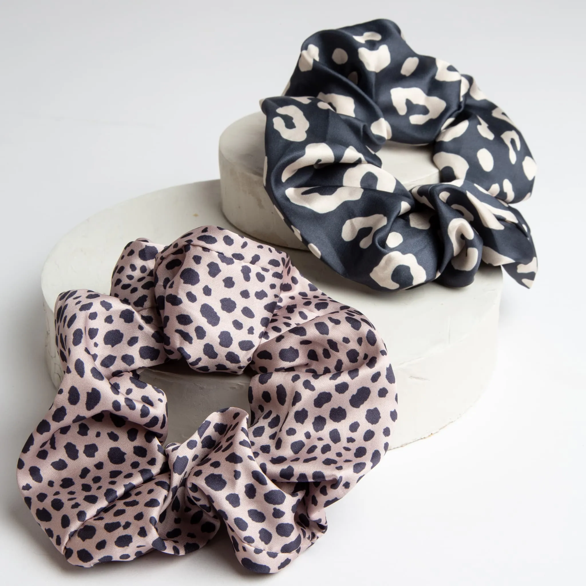 Only Curls Satin Scrunchies - Leopard and Animal Print Twin Pack