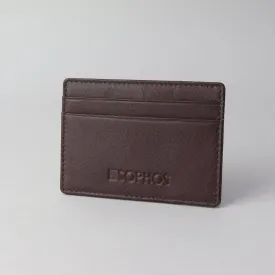 Pebble Grain Leather Card Holder Brown