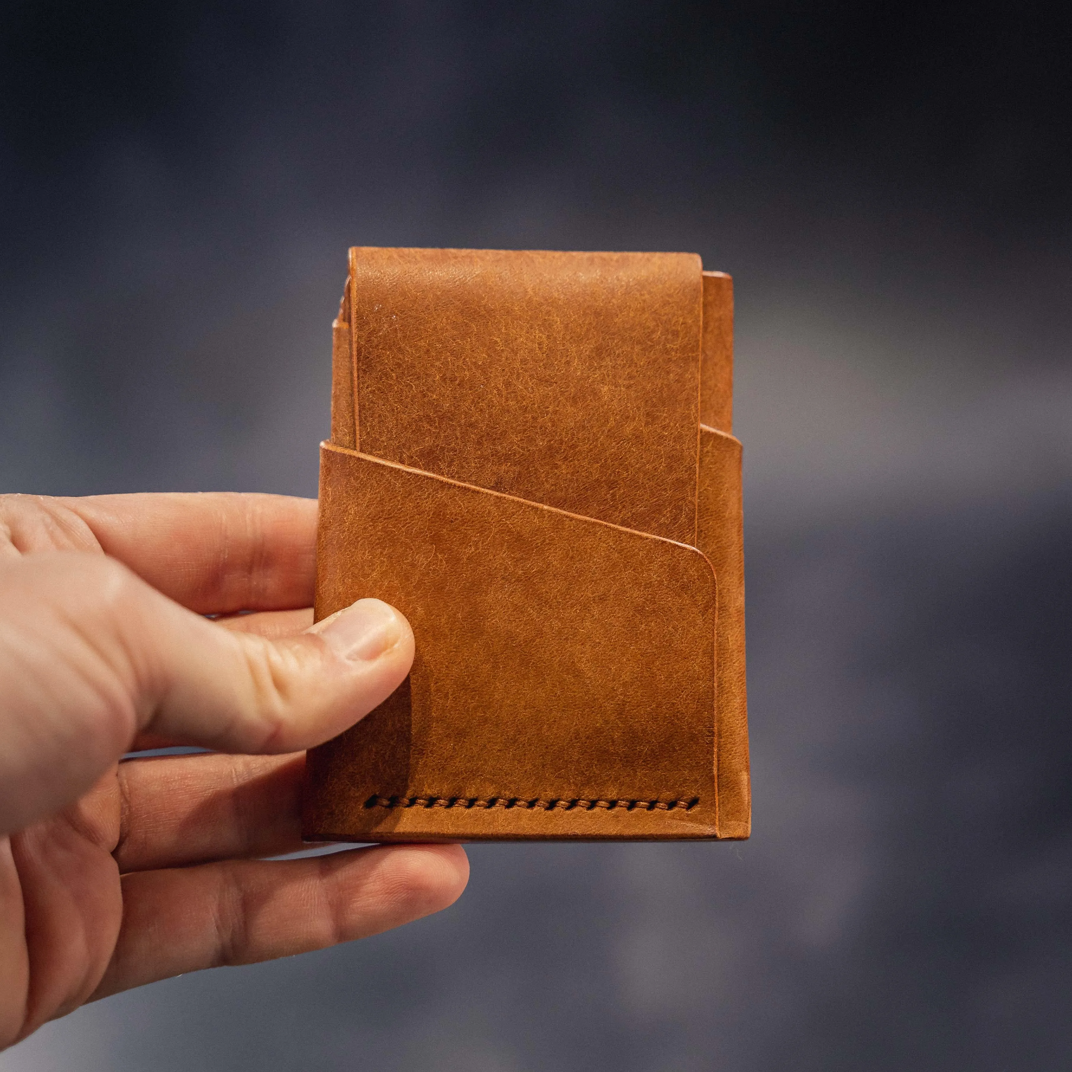 Pembrook 'Fold' Leather Cardholder - Cognac