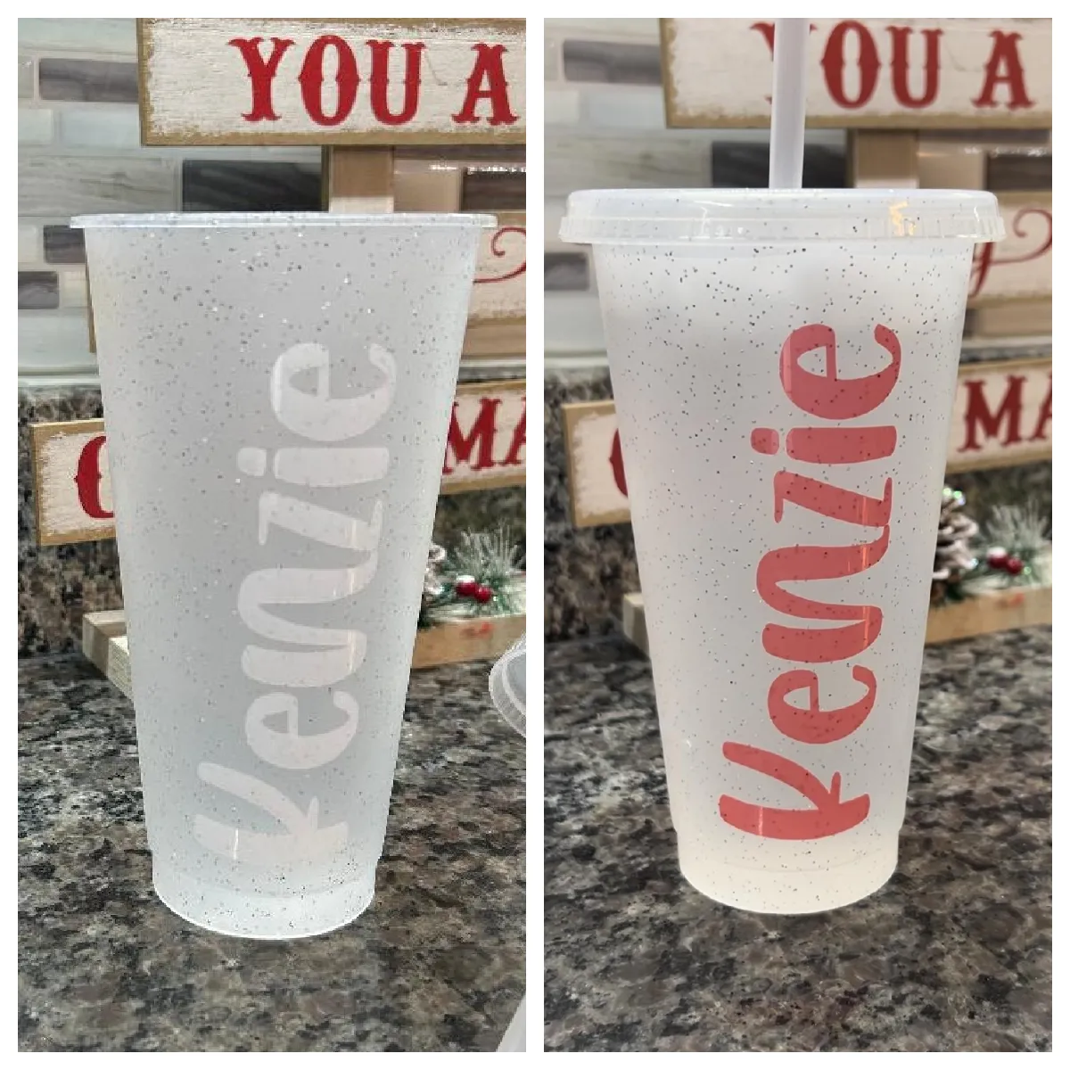 Personalized 24 oz Color Changing Plastic Cup Lid and Straw