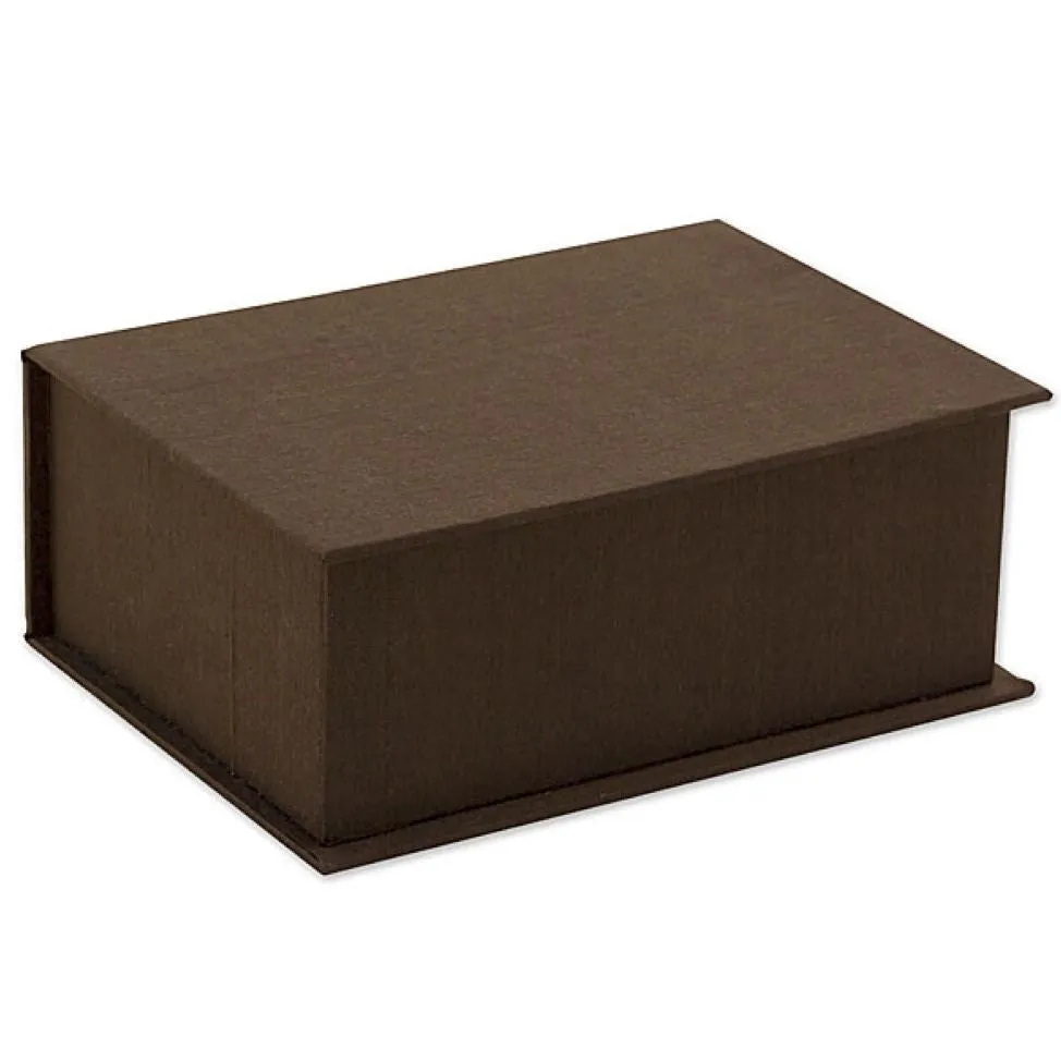 Petite Silk Stationery Box - Brown