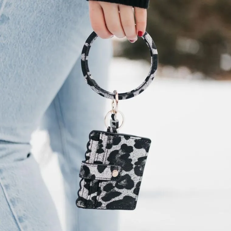 Pretty Simple Camo Cardholder with Keyring Bangle Bracelet and Tassle