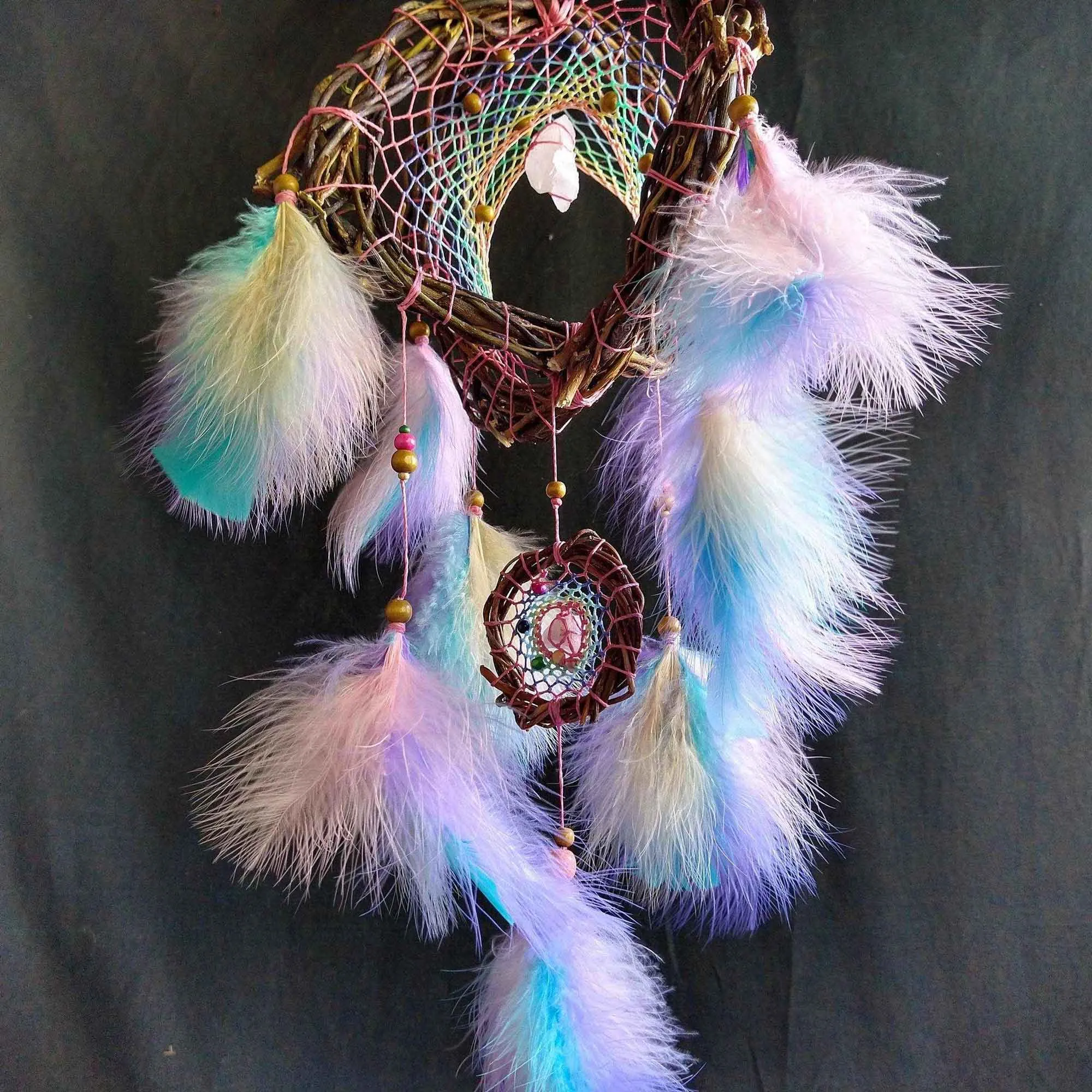 Real crystals hanging decor Dream catcher energy healing Insomnia relief Relaxing wall decor Cleansing and protection Stress gifts Manifest