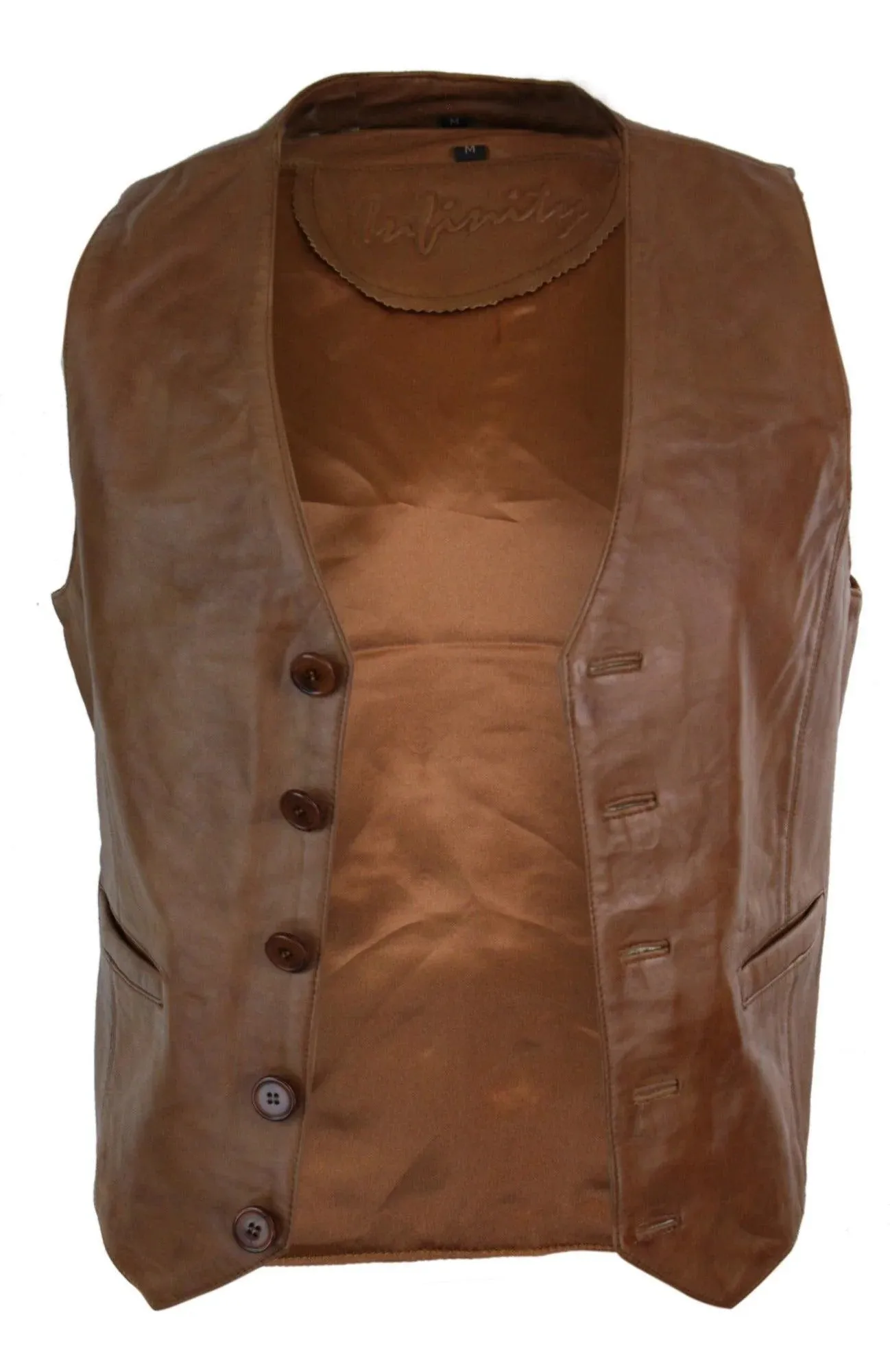 Real Leather Gilet Quilted Men's Waistcoat