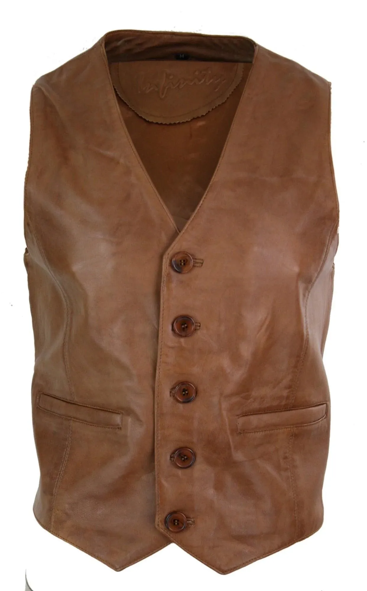 Real Leather Gilet Quilted Men's Waistcoat