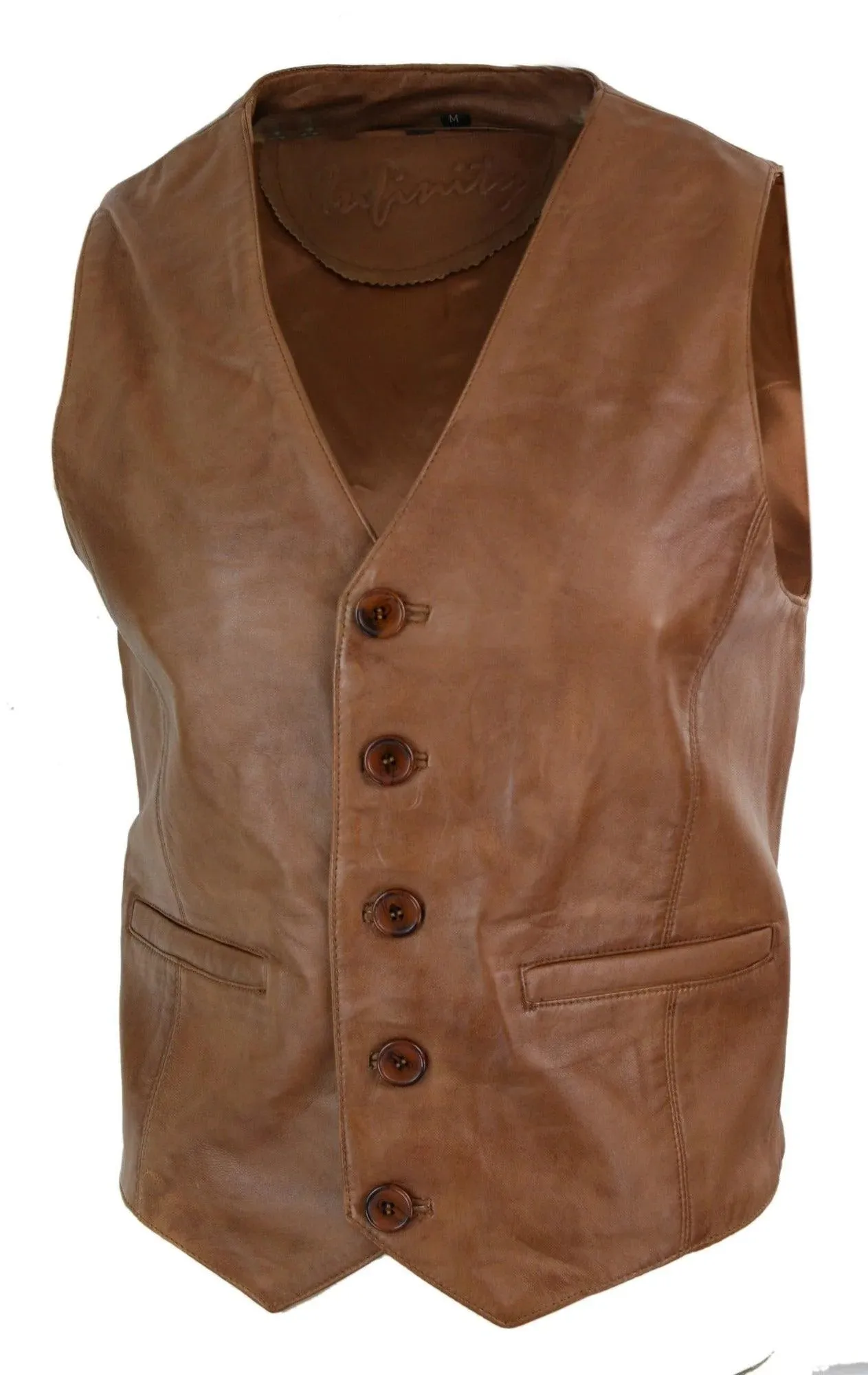 Real Leather Gilet Quilted Men's Waistcoat