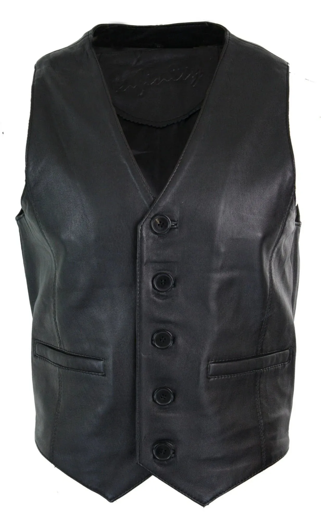 Real Leather Gilet Quilted Men's Waistcoat