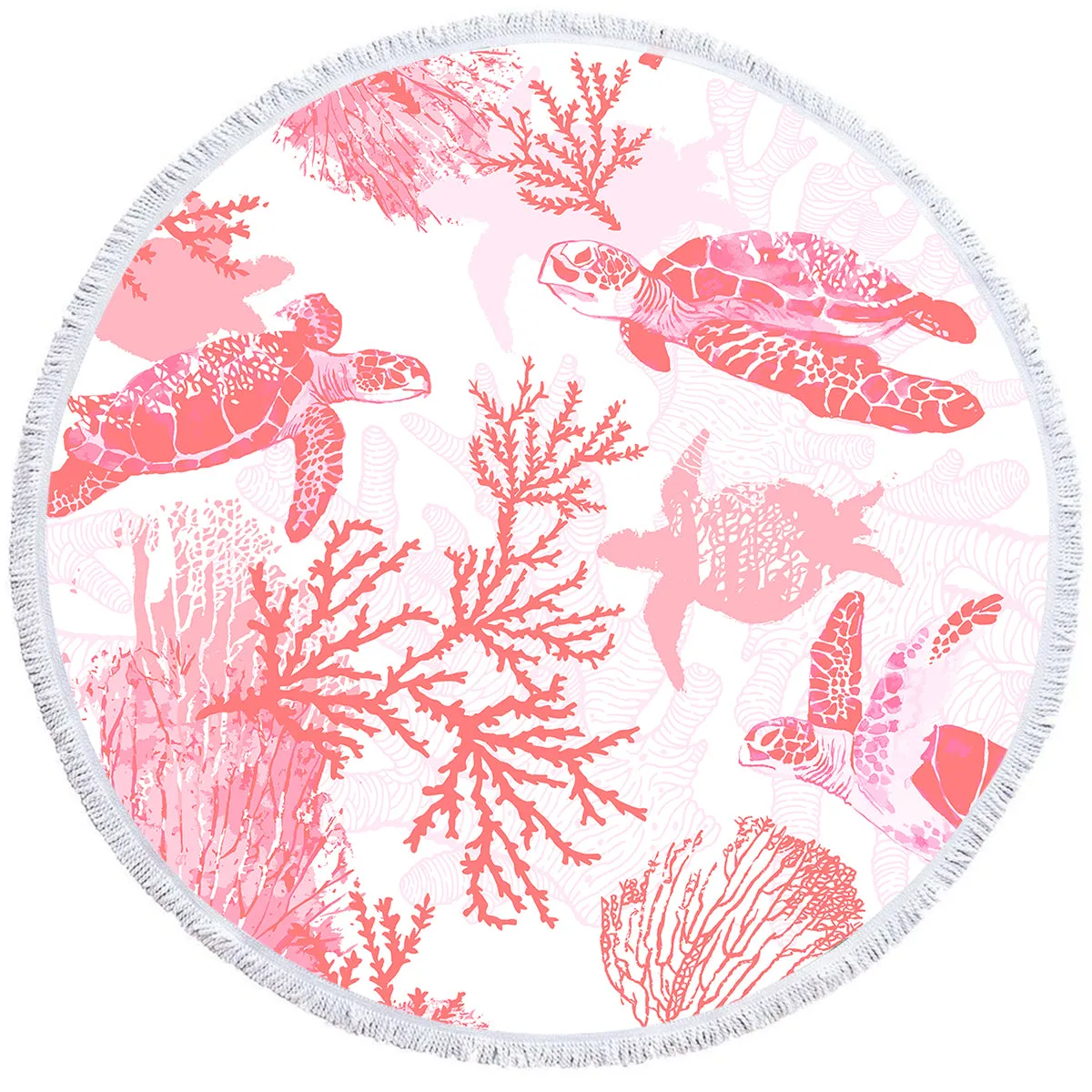 Red Coral Wonders Round Beach Towel