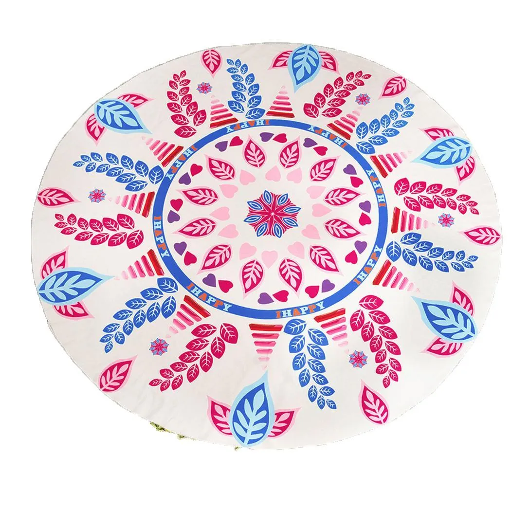 Round Mandala Outdoor Mat 142cm/4'8" for Beach, Travel or Camping