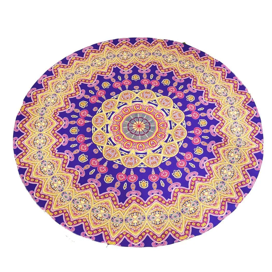 Round Mandala Outdoor Mat 142cm/4'8" for Beach, Travel or Camping