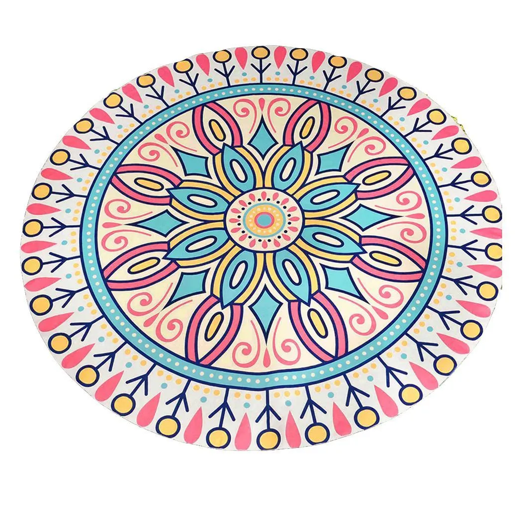 Round Mandala Outdoor Mat 142cm/4'8" for Beach, Travel or Camping