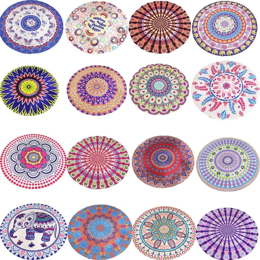 Round Mandala Outdoor Mat 142cm/4'8" for Beach, Travel or Camping