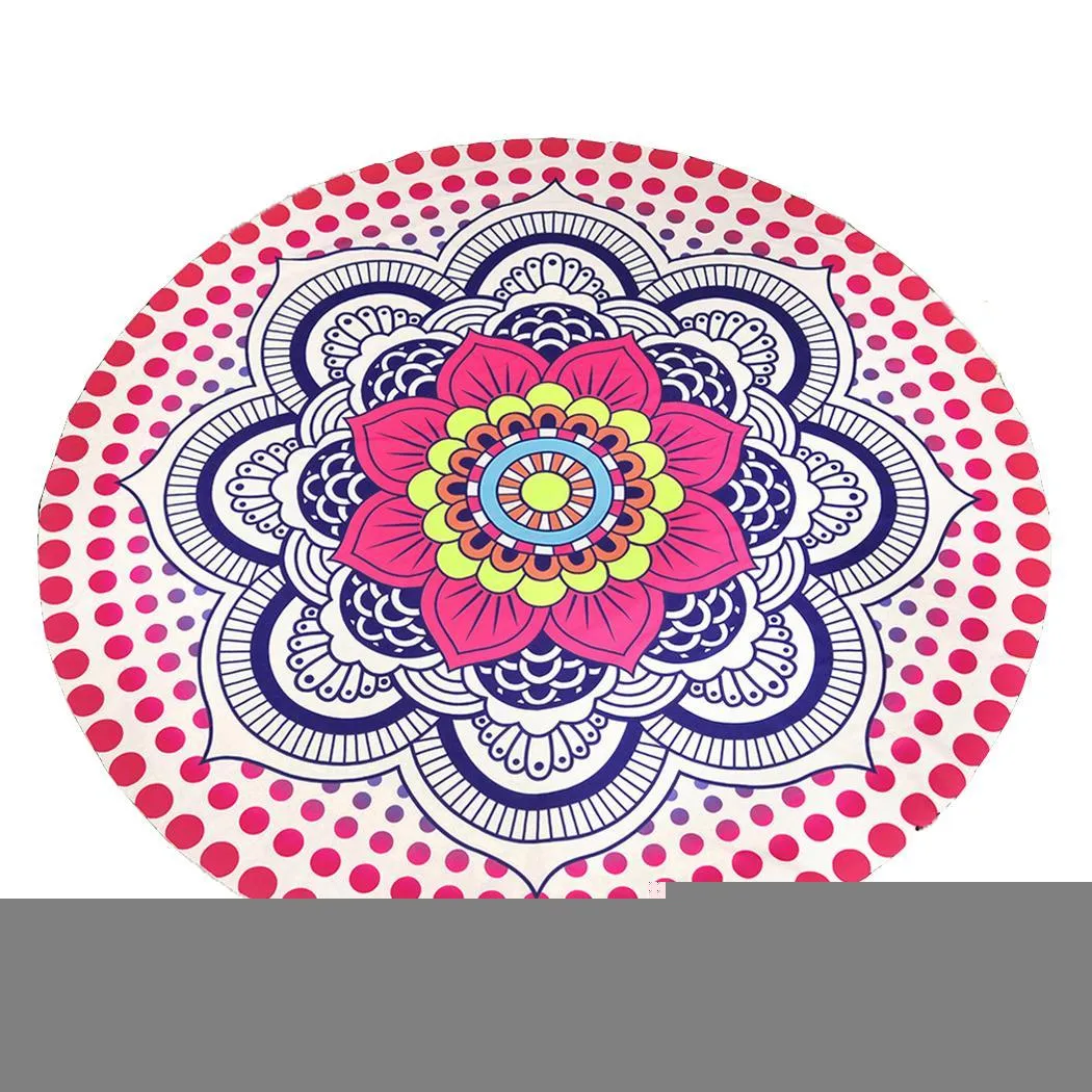 Round Mandala Outdoor Mat 142cm/4'8" for Beach, Travel or Camping