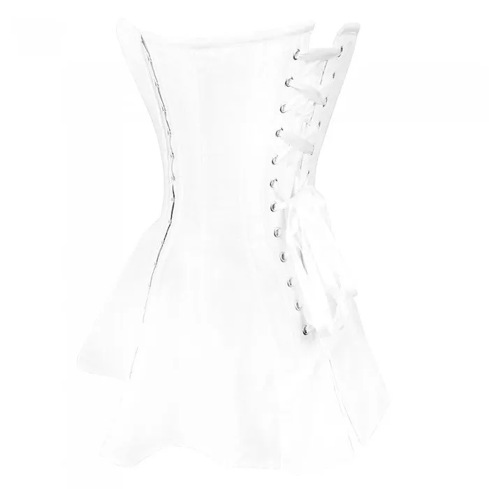 Sandro White Satin Peplum Corset Dress