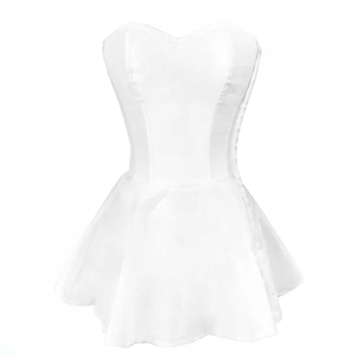 Sandro White Satin Peplum Corset Dress