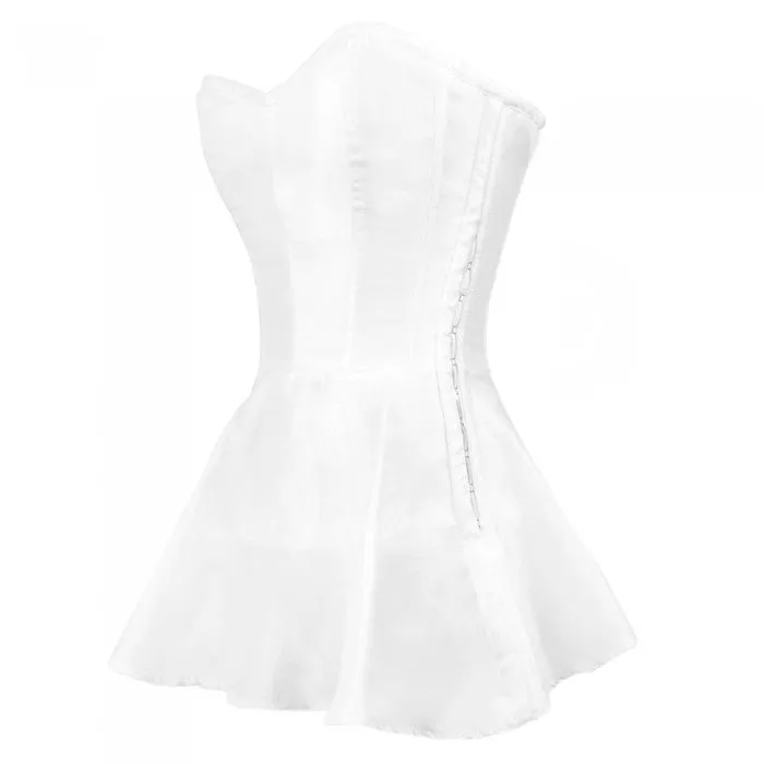 Sandro White Satin Peplum Corset Dress