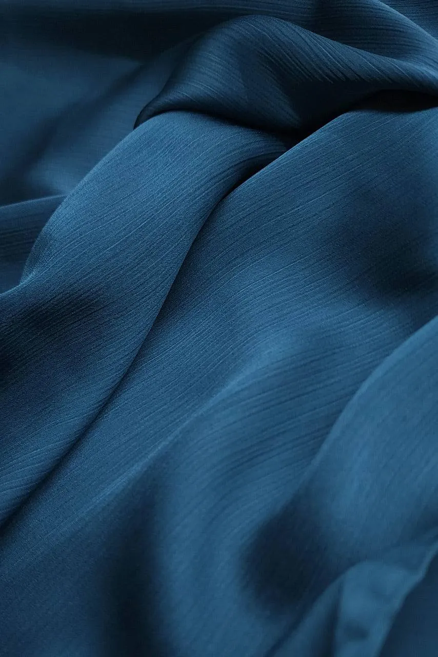 Satin Crinkle Hijab - Chrome Blue