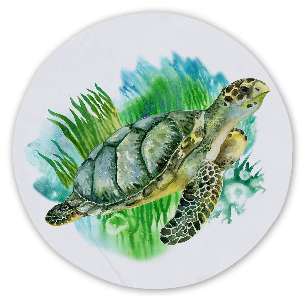 Sea Turtles Greens Round Sand-Free Towel