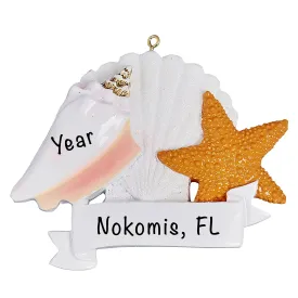 Seashells Beach Christmas Ornament