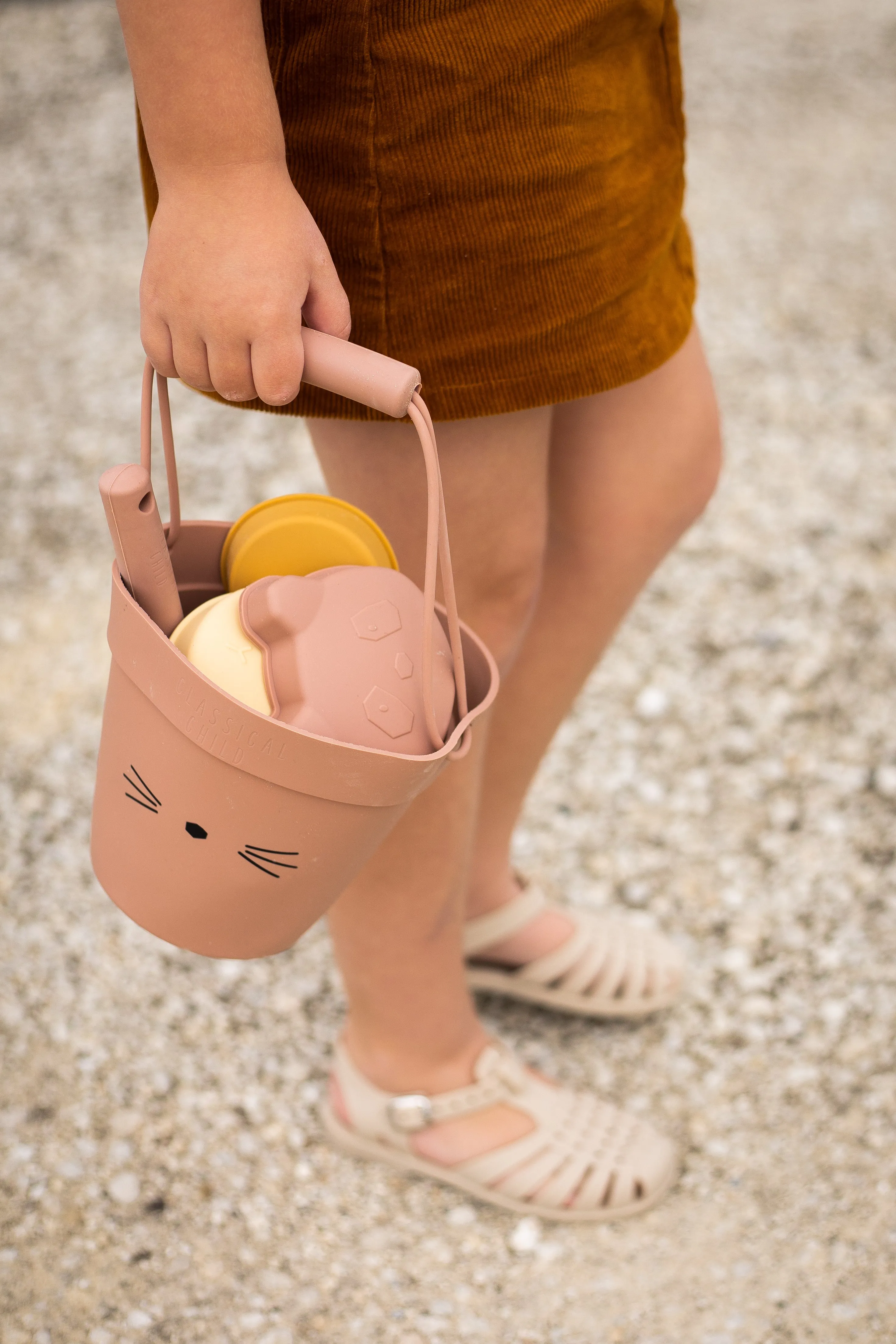 Silicone Beach Bucket & Toys Set - Pink Cat