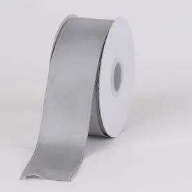 Silver - Satin Ribbon Wired Edge - ( W: 1-1/2 Inch | L: 25 Yards )