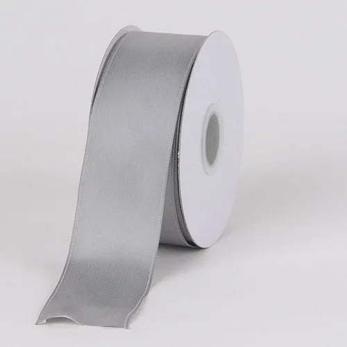 Silver - Satin Ribbon Wired Edge - ( W: 1-1/2 Inch | L: 25 Yards )