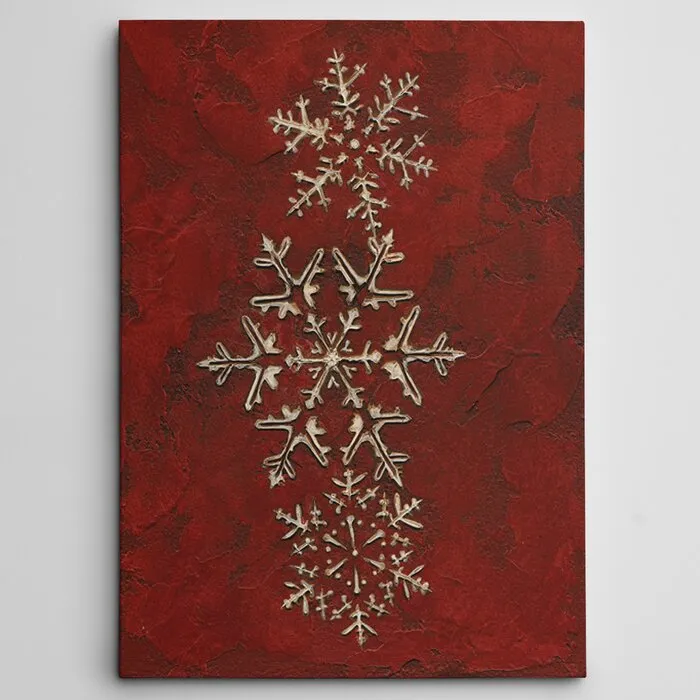 'Snowflakes on Red I' Photographic Print on Wrapped Canvas #1449HW