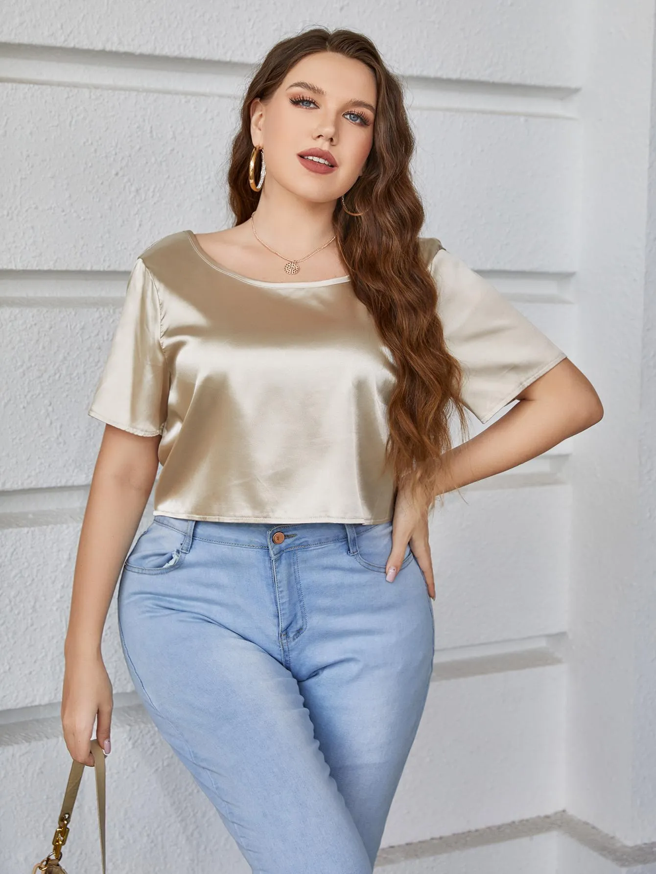 So Into You Plus Size Short Sleeve Tie Back Blouse