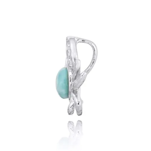 Sterling Silver Crab Pendant Necklace with Larimar