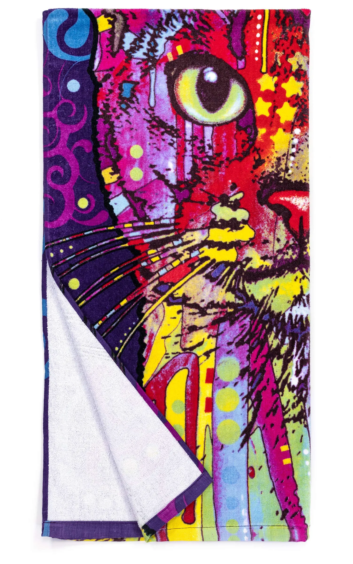 Super Soft Plush Cotton Beach Bath Pool Towel by Dean Russo (Confident Cat