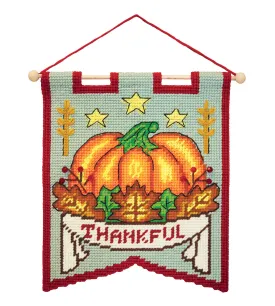 Thankful Pumpkin Plastic Canvas Banner