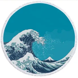 The Great Wave Round Beach Towel