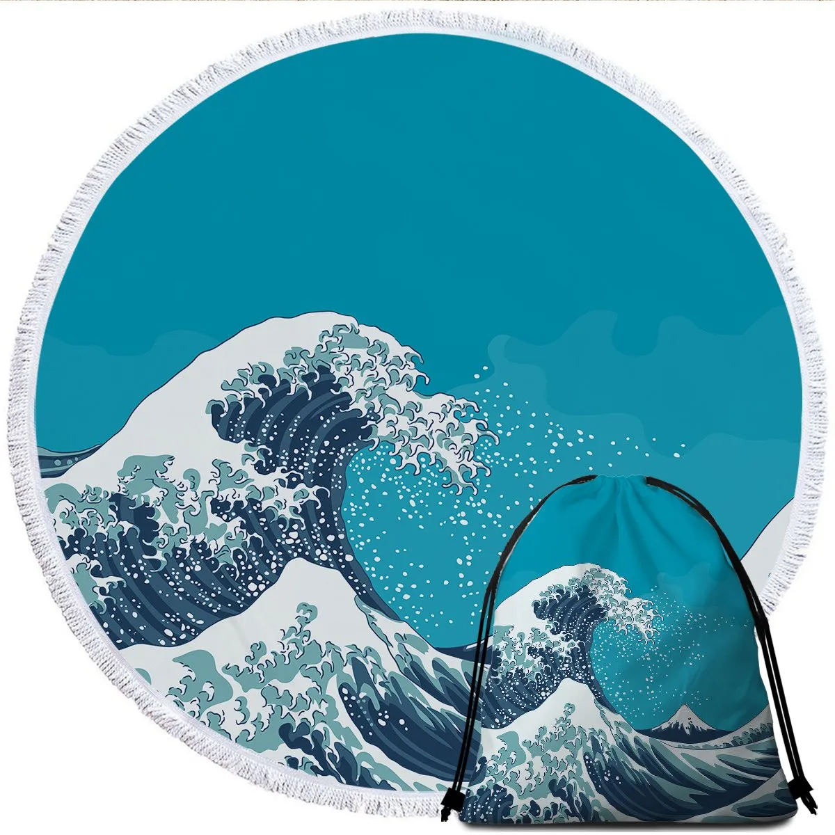 The Great Wave Round Beach Towel