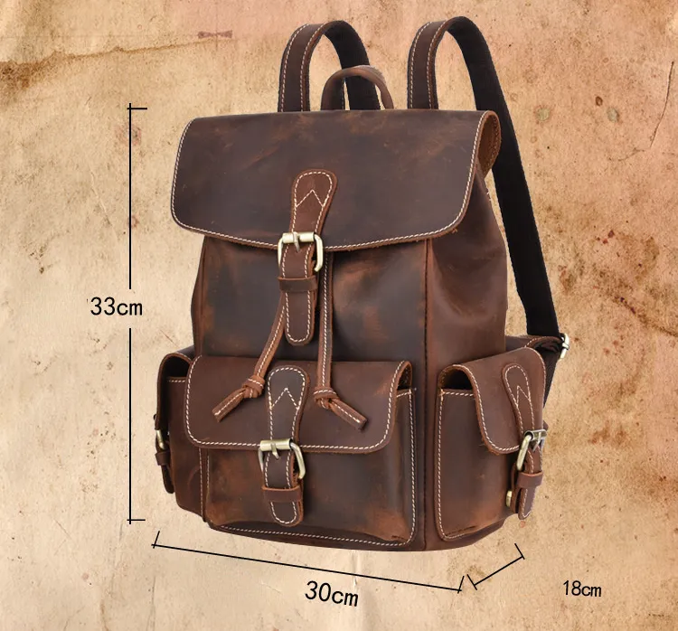 Vintage Casual Leather Rucksack Backpack 3064