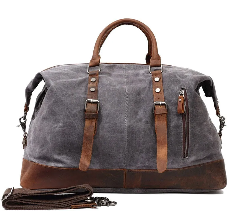 WaxTraveler™XL Damen / Herren Canvas Reisetasche Weekender. Gewachste Segeltuch & Leder