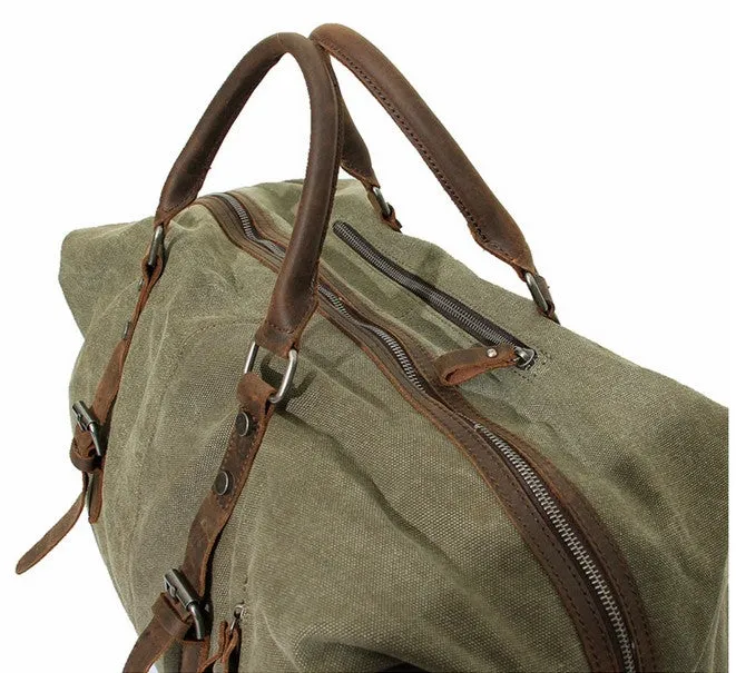 WaxTraveler™XL Damen / Herren Canvas Reisetasche Weekender. Gewachste Segeltuch & Leder