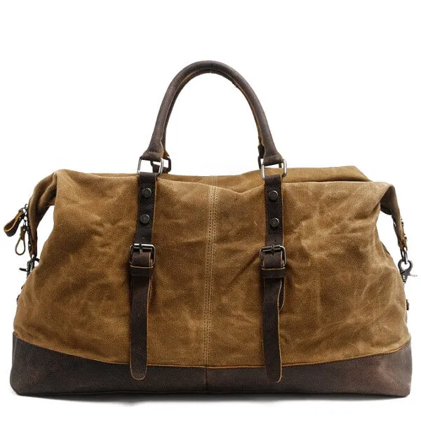 WaxTraveler™XL Damen / Herren Canvas Reisetasche Weekender. Gewachste Segeltuch & Leder