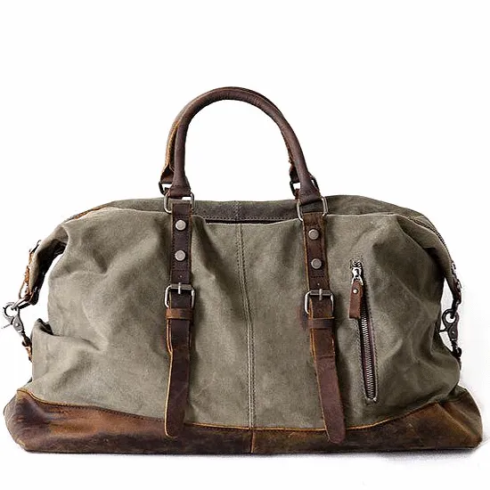 WaxTraveler™XL Damen / Herren Canvas Reisetasche Weekender. Gewachste Segeltuch & Leder