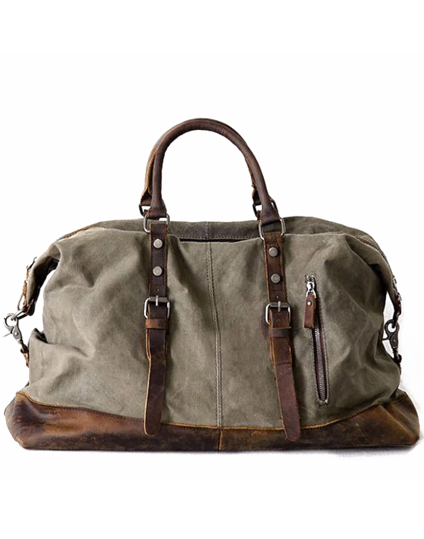 WaxTraveler™XL Damen / Herren Canvas Reisetasche Weekender. Gewachste Segeltuch & Leder