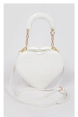 White Enamal Heart Shape Crossbody Bag