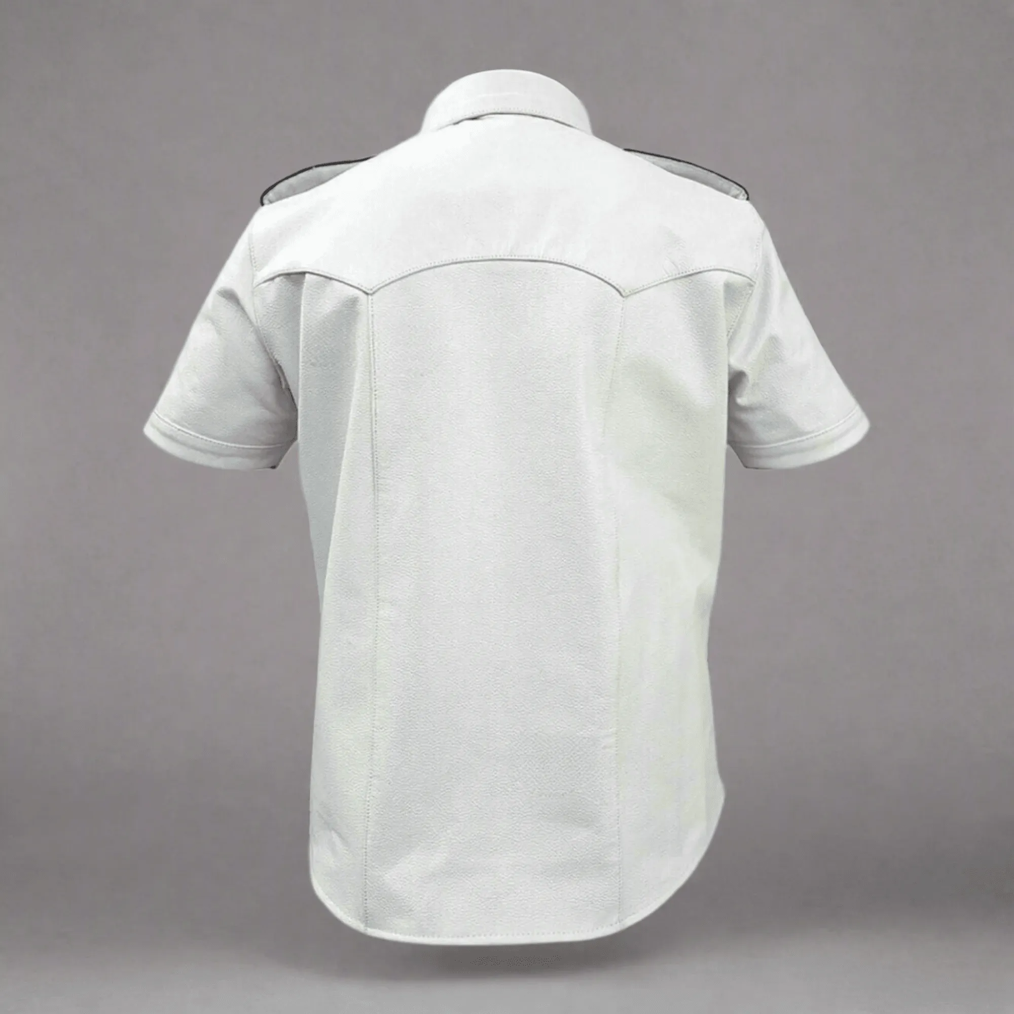 White Leather Shirt Mens