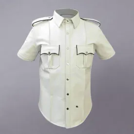 White Leather Shirt Mens