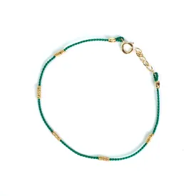 Wrapped Wire Silk Bracelet | Green, Gold